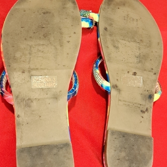 Women's Multicolor Tie Dye Toe Slide Sandals, Size 9 - Picture 7 of 7